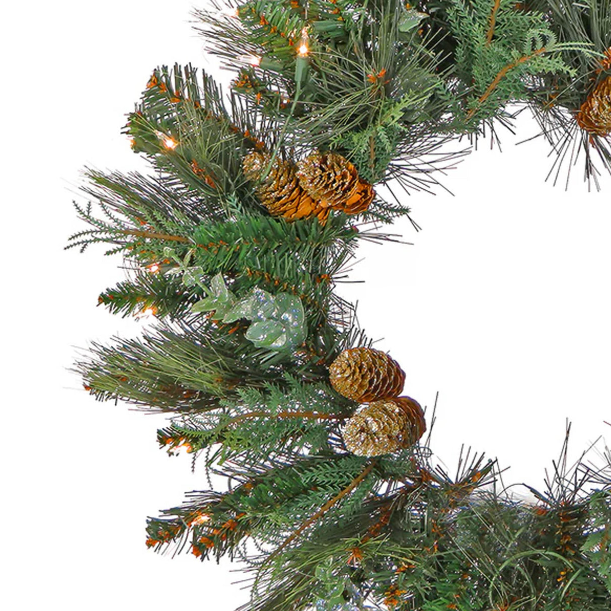 Pre-Lit North Conway Christmas Wreath with Warm White LED Lights, 30 Inch