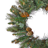 Pre-Lit North Conway Christmas Wreath with Warm White LED Lights, 30 Inch