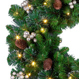 Crestwood Gold Spruce Pre-Lit Christmas Wreath with LED Lights, 24 Inch