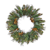 Pre-Lit North Conway Wreath with Warm White LED Lights, 24 Inch