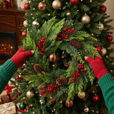 Christmas Joy Garland with Red Berries, 5 Foot Holiday Mantel Decor
