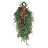 Mixed Pine Christmas Teardrop Swag with Pinecones, 32 Inch Door Decor