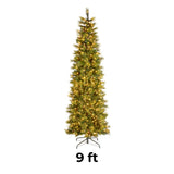 9ft Pre-Lit Carolina Pine Slim Christmas Tree with Clear Lights