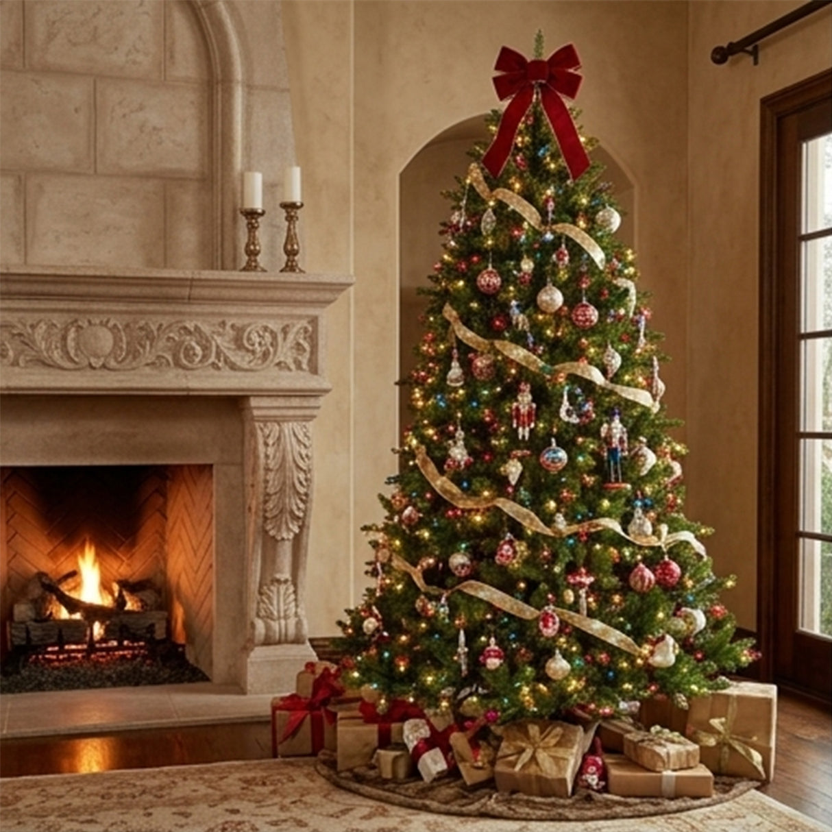 9ft Pre-Lit Dunhill Fir Christmas Tree with Multicolor & Clear Spectrum Lights