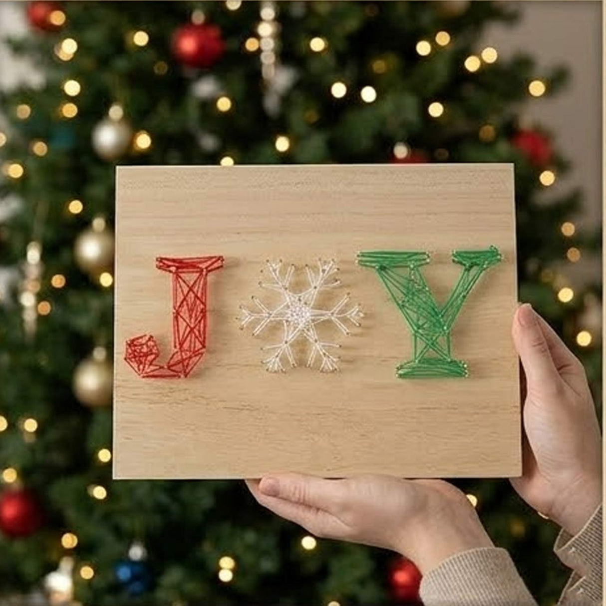Christmas JOY String Art Craft Kit – 10" Wooden Holiday Wall Decor DIY Set