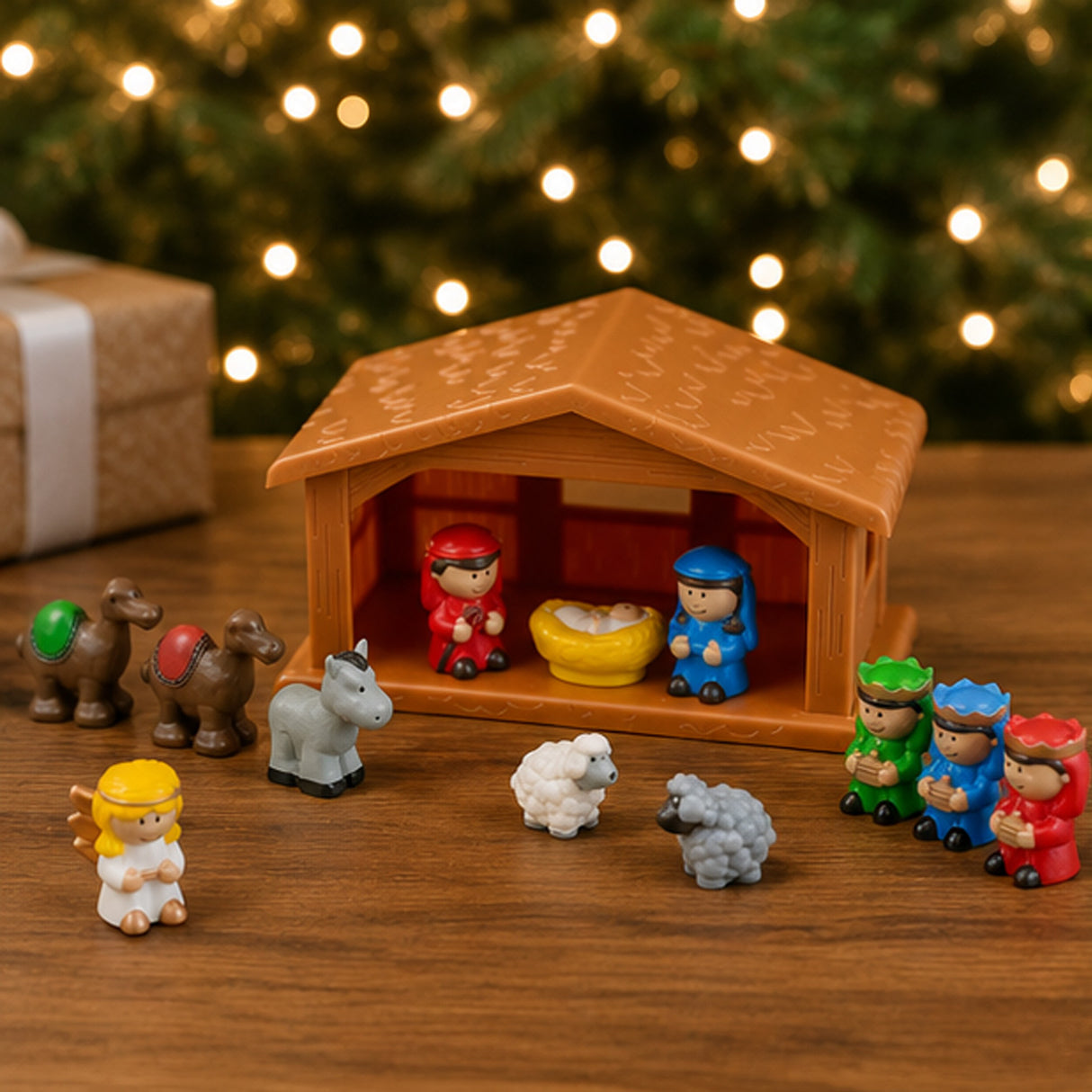 Mini Plastic Nativity Stable Toy Playset 13 Pc Christmas Set