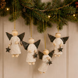 Star Gathering Sparkling Angel Resin Christmas Ornaments 3 Inch 12 Pc