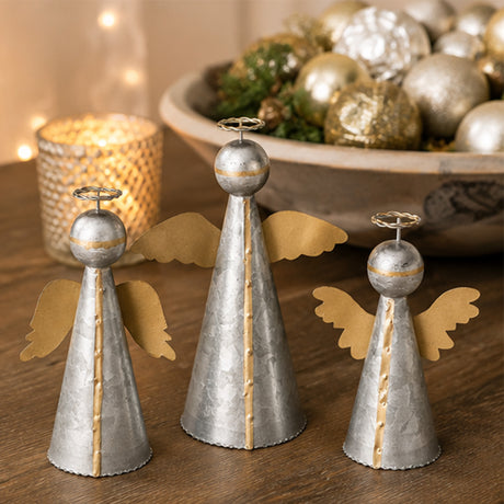 Gold and Silver Angel Metal Tabletop Decor Set 3 Pc