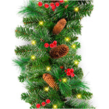 9Ft Pre Lit Christmas Garland with 2-in-1 LED Lights Pinecone Berry Decor