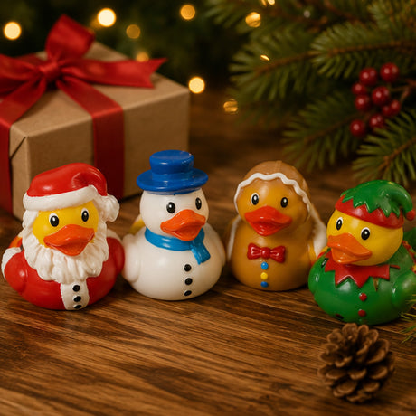 Holiday Rubber Ducks Assorted Christmas Toys 12 Pc