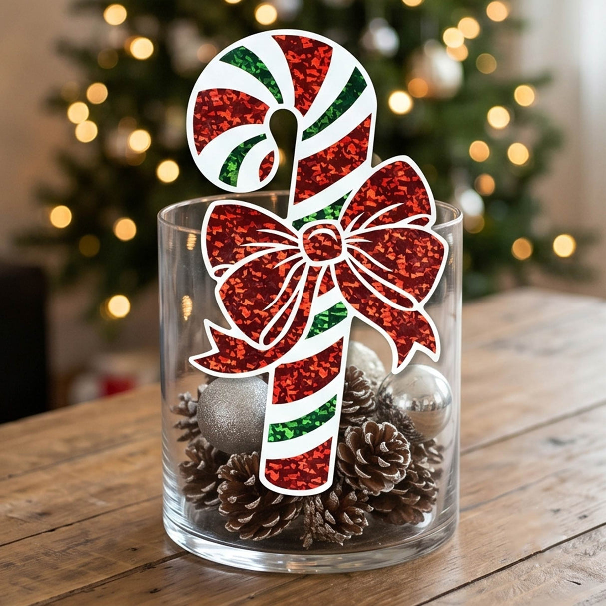 16 Inch Prismatic Candy Cane Cutout Christmas Wall Decoration