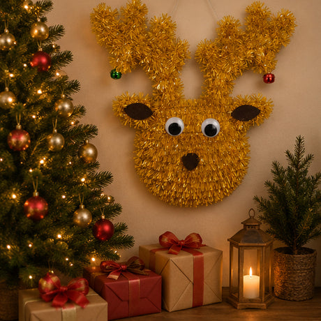 13 Inch Tinsel Reindeer Christmas Window Hanging Decoration