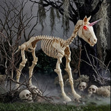 27" Unicorn Skeleton Plastic Halloween Decoration with Glowing Eyes