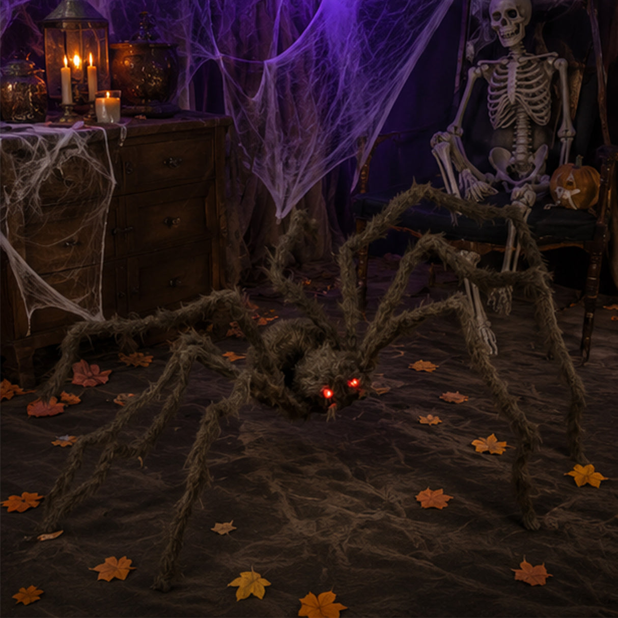 Hairy Spider with Light-Up Eyes Halloween Decoration