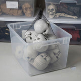3 1/2" Halloween Plastic Doll Heads in Mesh Bag – 12 Pc Set