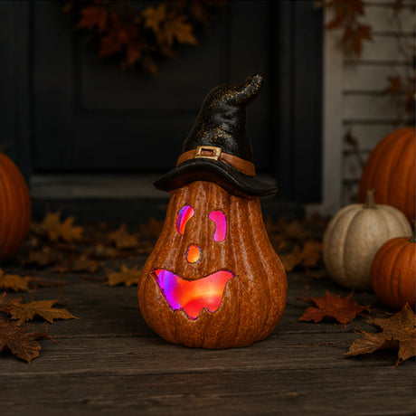8IN Halloween Jack O’ Lantern LED Lighted Pumpkin Decor