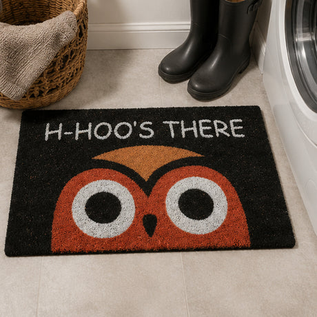 30IN Halloween “WHO’S THERE” Owl Doormat Decoration