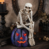 11IN Skeleton on Purple Galaxy Jack O Lantern LED Halloween Decor