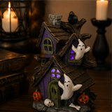 6IN Pre-Lit Purple Haunted House Halloween LED Tabletop Decor