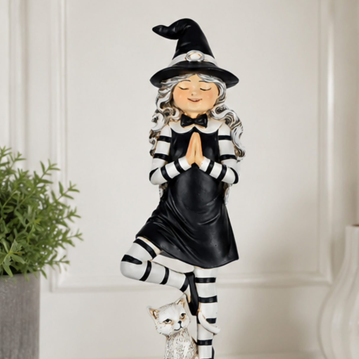 9 in. Halloween Witch in a Yoga Pose Tabletop Decoration