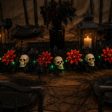 6 ft. Halloween “Boo-tiful” Garland with Orange Dahlia Flowers, White Skulls & LED Lights