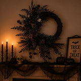 18 in Deep Purple Sakura Fern Half Halloween Wreath Decor