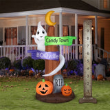 8 ft Halloween Ghost Signpost Inflatable LED Yard Decoration Plug In