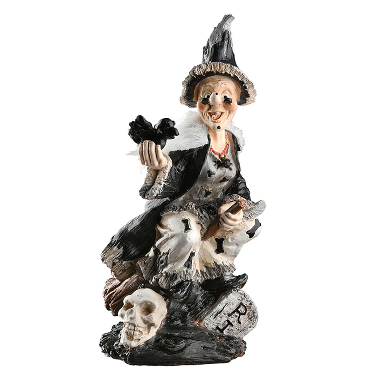 10 in Spooky Witch on Broom Halloween Tabletop Decor