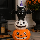 22IN Pre-Lit Bat on Pumpkins Halloween LED Tabletop Decor