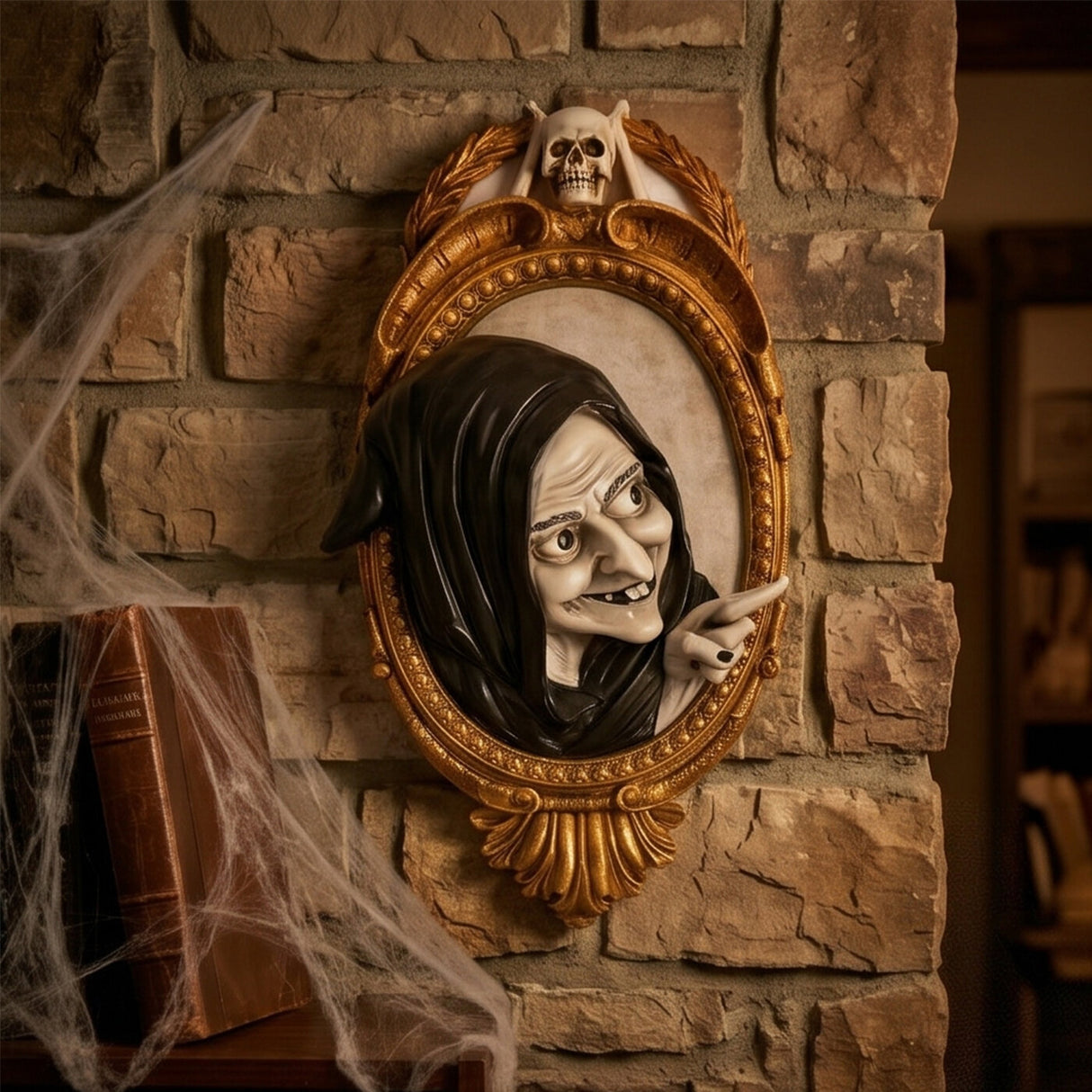 2 ft Witch in Mirror Halloween Wall Hanging Decor