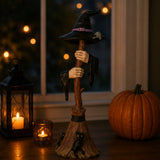 48IN Halloween Witch Broom with Arms & Hat Table Decor