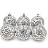 6-Piece Shatterproof Glittering Silver Ornaments