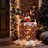 47IN Pre-Lit Reindeer in Chimney Christmas Decoration with Multicolor LED Lights