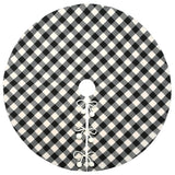 52IN Black White Plaid Christmas Tree Skirt with Pom Pom Ties