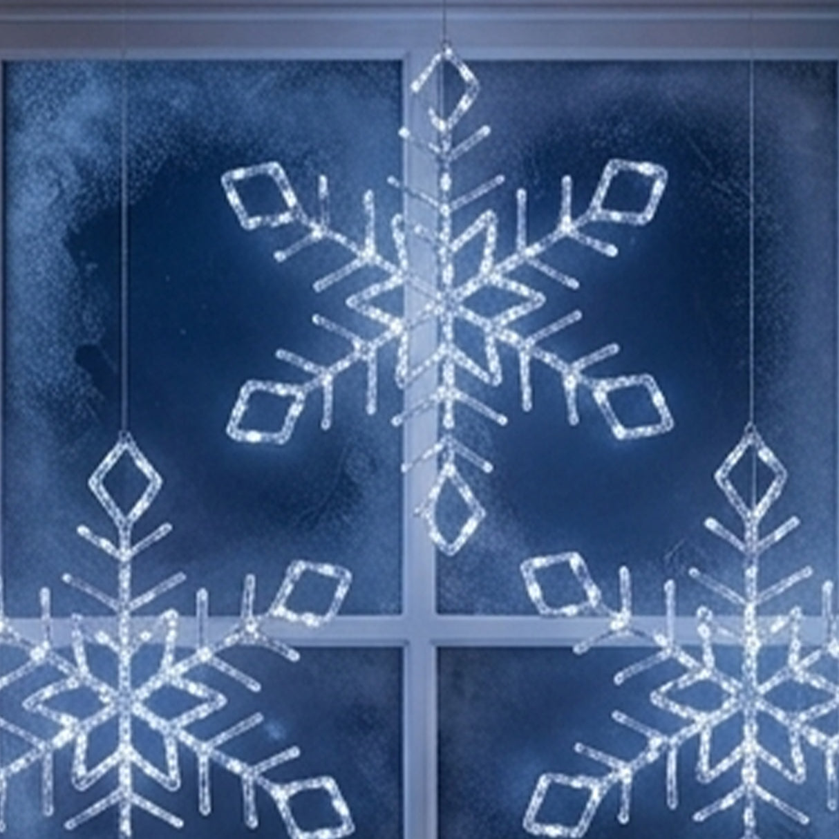 24IN Pre Lit Diamond Tip Snowflake with Cool White LED Lights