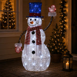 Pre-Lit 30 in. Fabric Waving Snowman with Cool White LED Lights, Plug-In Christmas Yard & Indoor Holiday Decor