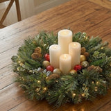 30IN Pre Lit Snowy Morgan Spruce Wreath with Smart Twinkly LED Lights