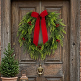 24IN Christmas Classic Wreath with Red Berries and Bow