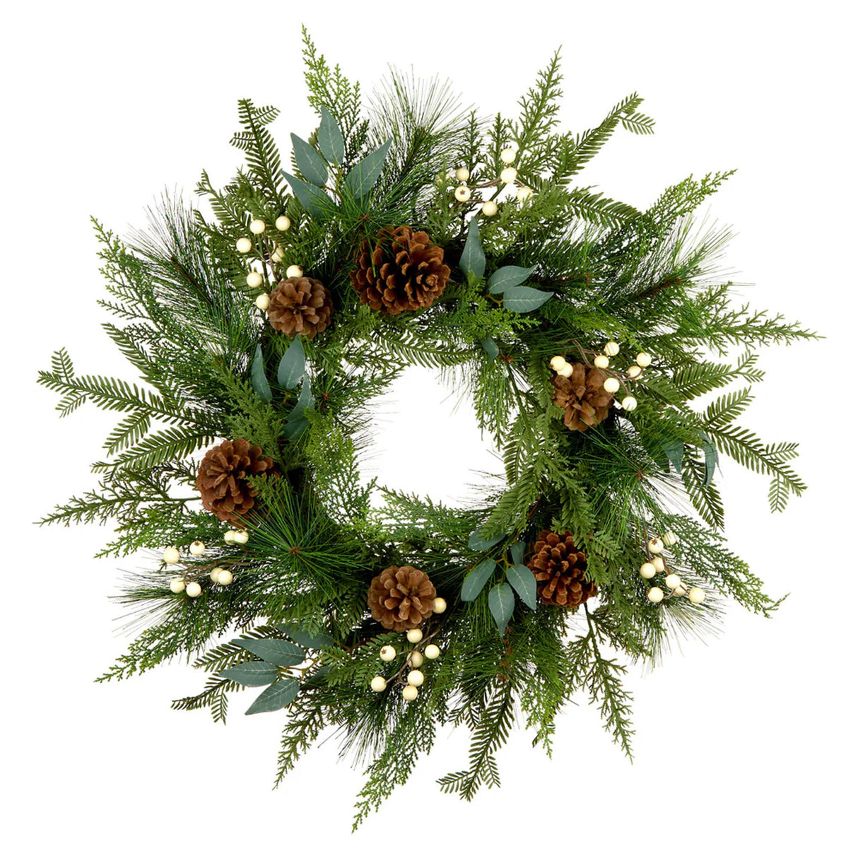 24IN Inspired by Nature Christmas Wreath with White Berries