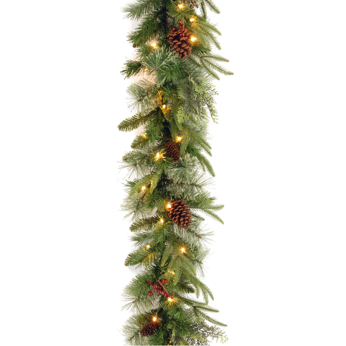 9FT Pre Lit Colonial Fir Garland with Dual Color LED Lights