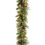 9FT Pre Lit Colonial Fir Garland with Dual Color LED Lights