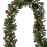 9FT Pre-Lit Crestwood Spruce Garland with Warm White LED Lights