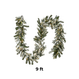 Pre-Lit Snowy Sheffield Spruce Garland with Dual Color LED Cosmic Lights, 9 Foot (Plug-In)