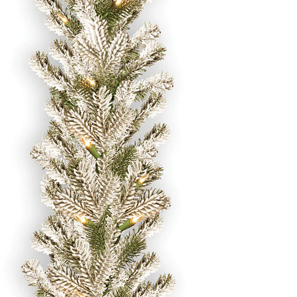 Pre-Lit Snowy Sheffield Spruce Garland with Clear Lights, 9 Foot (Plug-In)