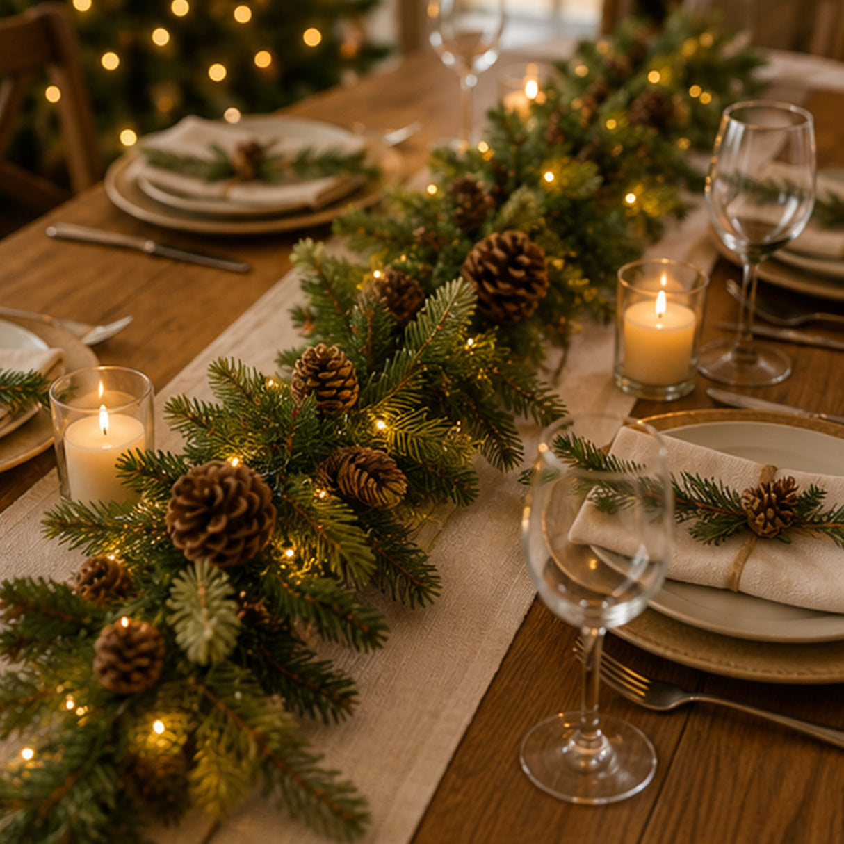 Pre-Lit Carolina Pine Garland with Clear Lights, 9 Foot (Plug-In)