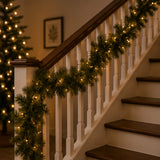 Winchester Pine Garland with Clear Lights, 9 Foot Pre-Lit Christmas Garland