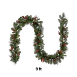 Pre-Lit Crestwood Spruce Garland with Warm White LED Lights, 9 Foot