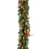 Pre-Lit Classical Collection Garland with Clear Lights and Holly Leaves, 9 Foot