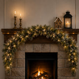 Pre-Lit Glittery Bristle Pine Mantel Swag with Clear Lights, 6 Foot
