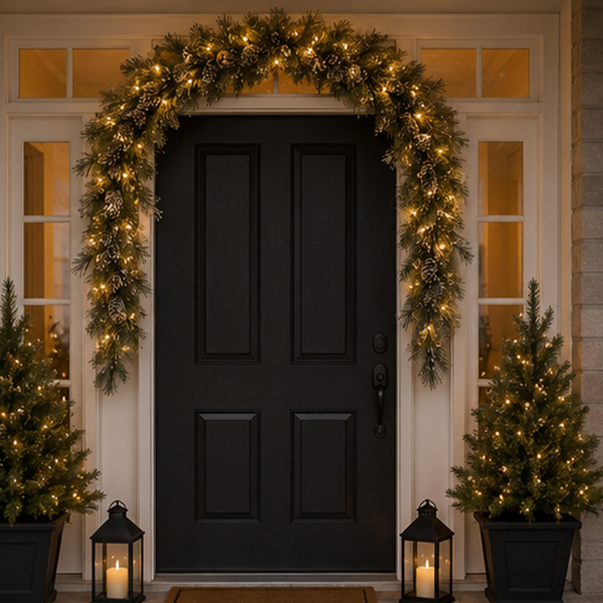 Pre-Lit Glittery Bristle Pine Mantel Swag with Clear Lights, 6 Foot